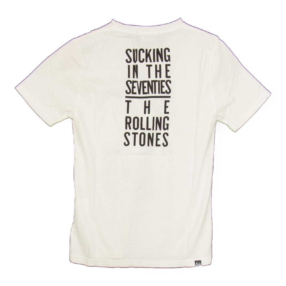 HYSTERIC GLAMOUR ヒステリックグラマー 0241CT33 ROLLING STONES ローリングストーンズ 30周年RS/PRESS AD プリント Tシャツ ホワイト系 S【新古品】【未使用】【中古】