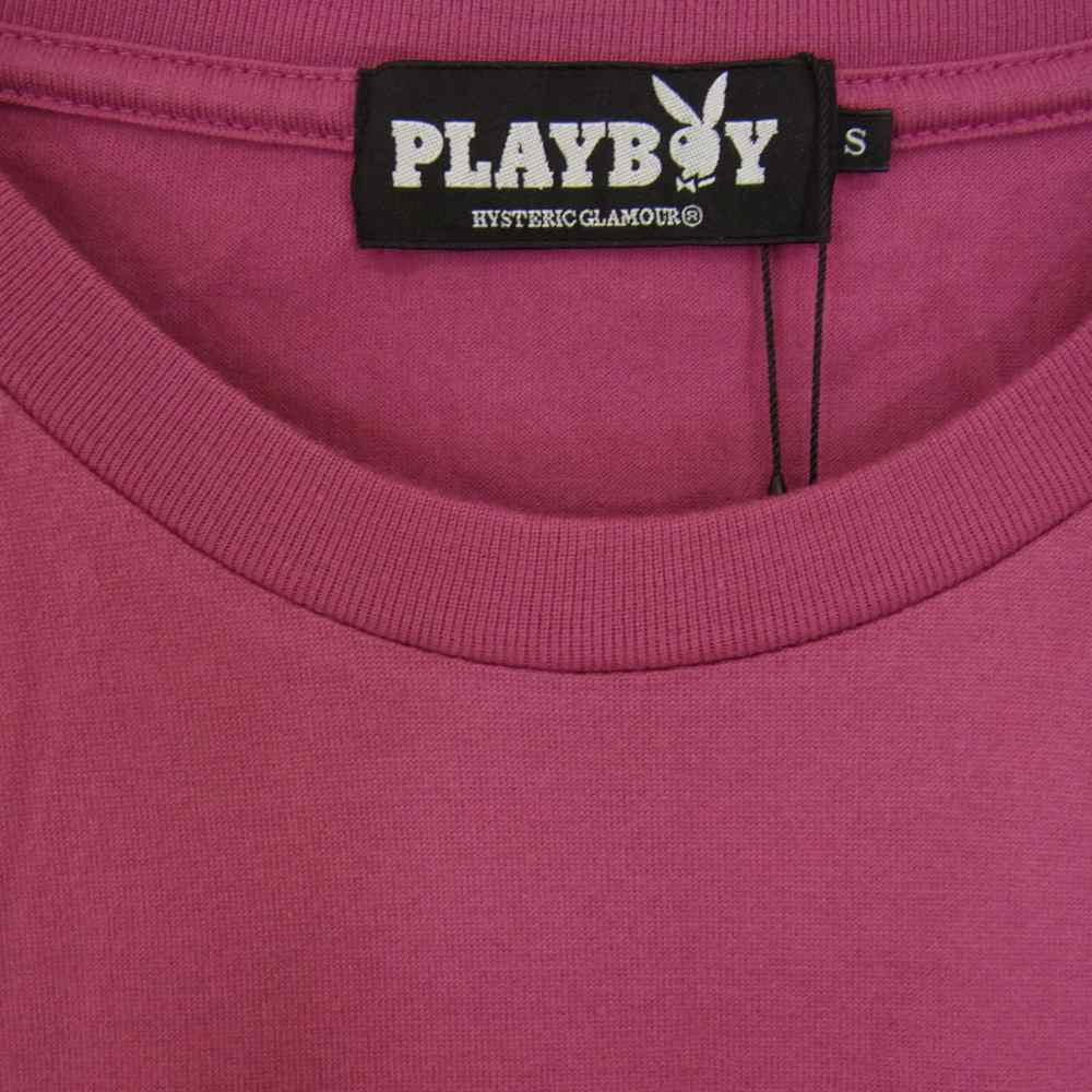 HYSTERIC GLAMOUR ヒステリックグラマー × PLAYBOY プレイボーイ 1261CT03 LIP TEE リップ プリント Tシャツ ピンク系 S【新古品】【未使用】【中古】