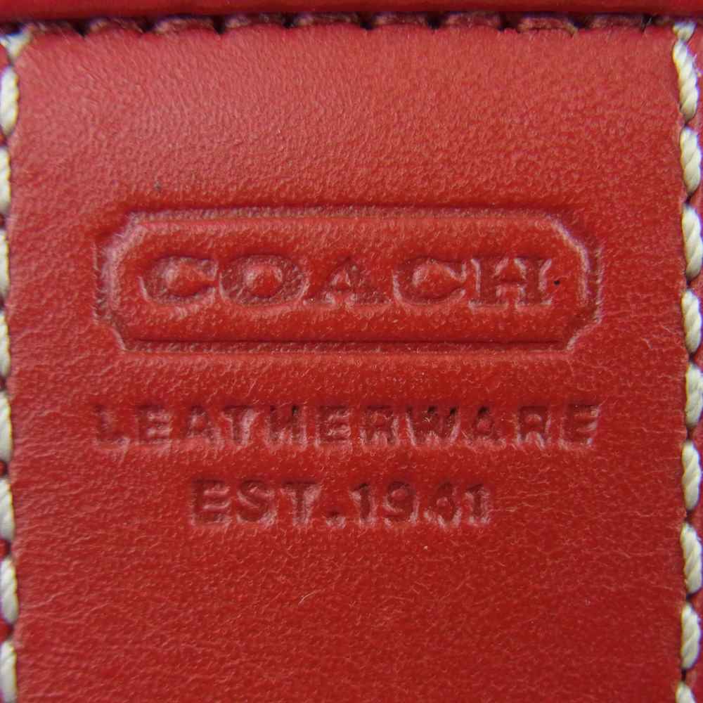 COACH コーチ シグネチャー ジップ ポーチ レッド系【中古】