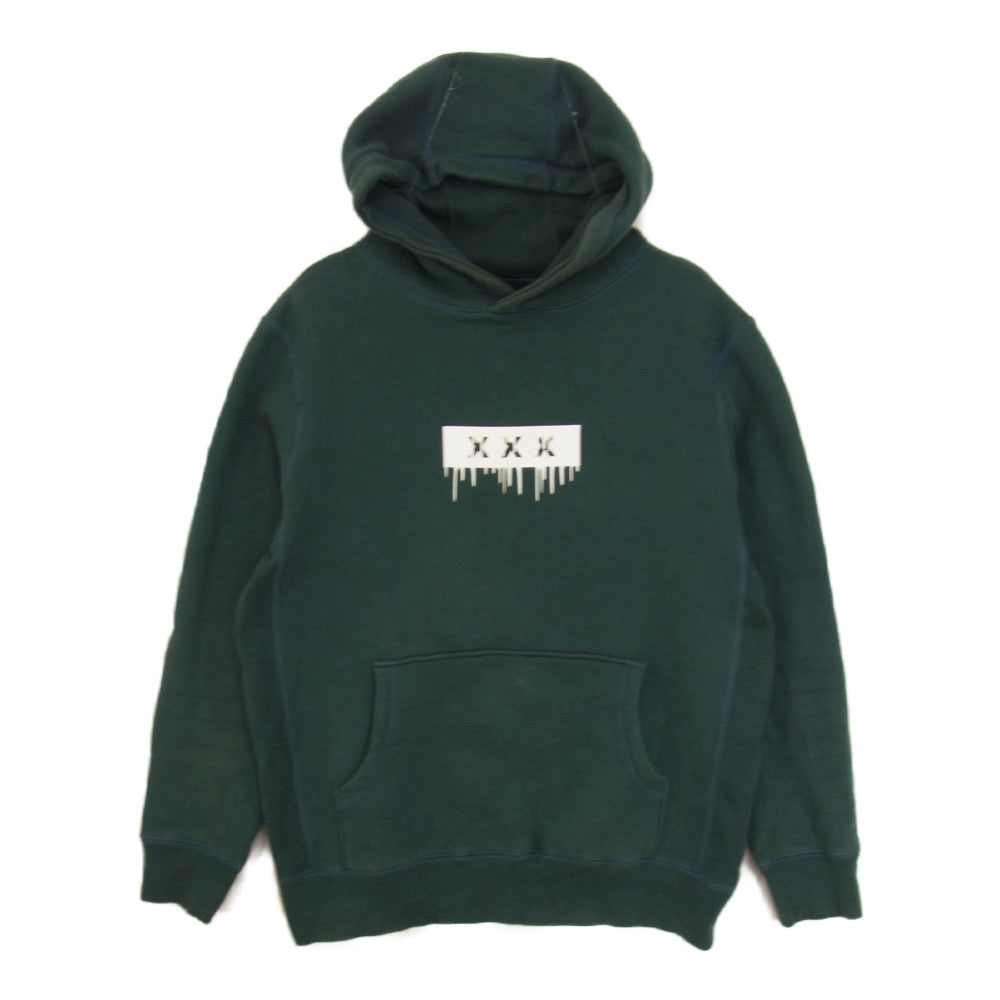 GOD SELECTION XXX ゴッドセレクション メルト ロゴ プリント プルオーバー パーカー グリーン グリーン系 S【中古】