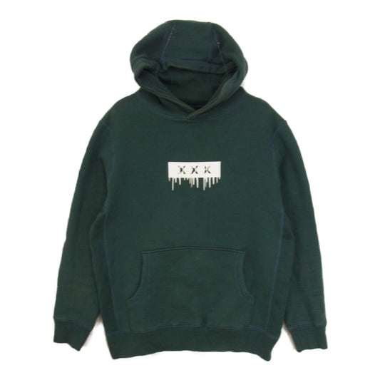 GOD SELECTION XXX ゴッドセレクション メルト ロゴ プリント プルオーバー パーカー グリーン グリーン系 S【中古】