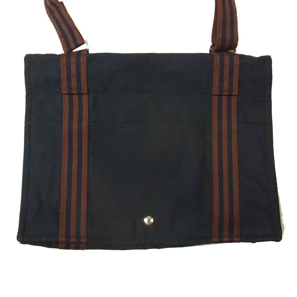 HERMES エルメス フールトゥ バサス MM キャンバス ショルダー バッグ ネイビー系【中古】