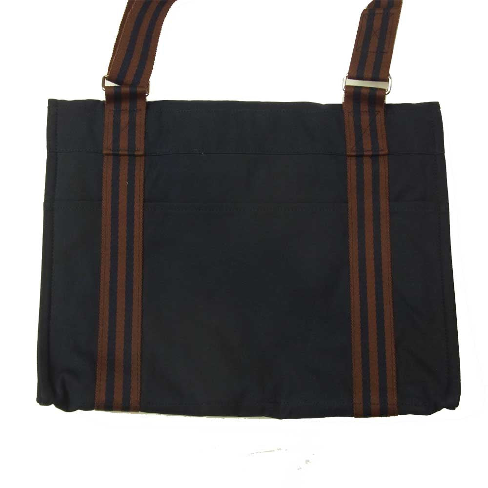 HERMES エルメス フールトゥ バサス MM キャンバス ショルダー バッグ ネイビー系【中古】