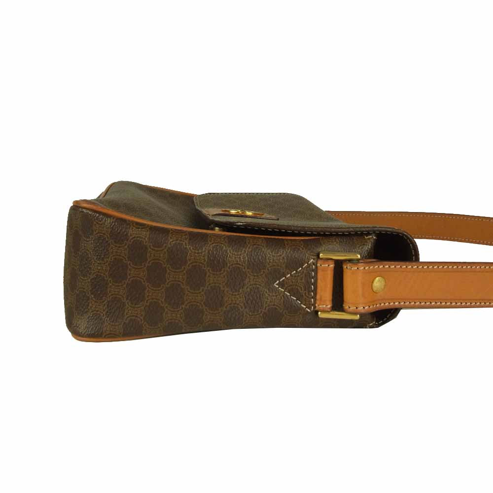 CELINE セリーヌ オールド マカダム ゴールド金具 サークル ショルダーバッグ ブラウン系【中古】