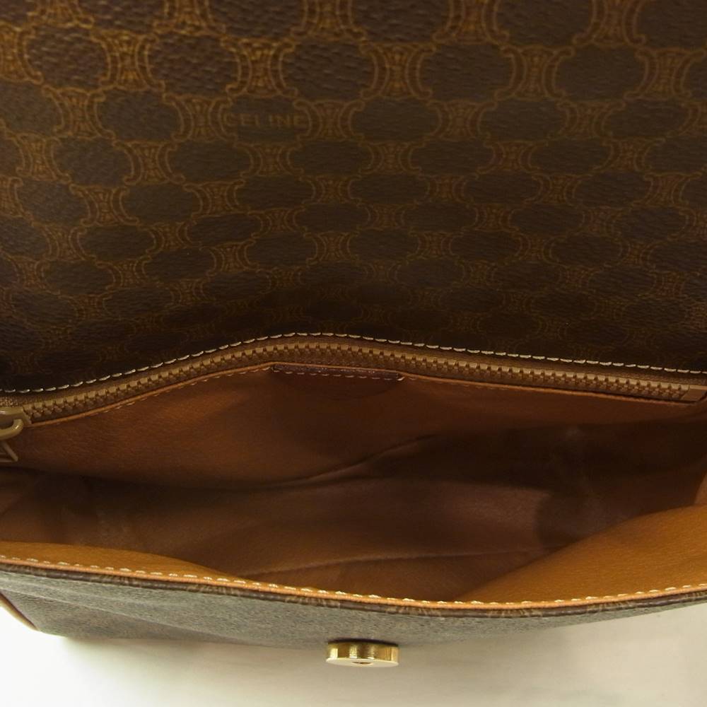 CELINE セリーヌ オールド マカダム ゴールド金具 サークル ショルダーバッグ ブラウン系【中古】