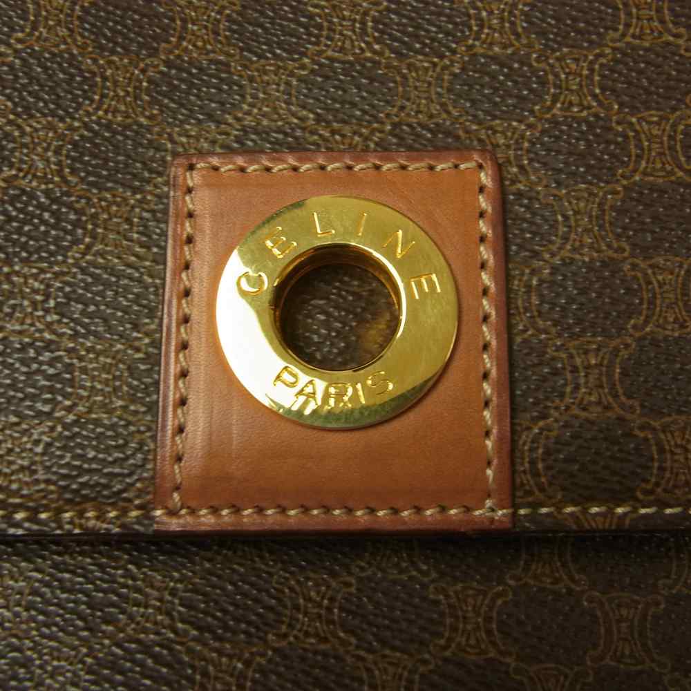 CELINE セリーヌ オールド マカダム ゴールド金具 サークル ショルダーバッグ ブラウン系【中古】