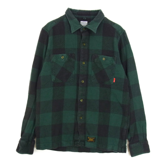 WTAPS ダブルタップス 14AW 142GWDT-SHM04 UNION L/S 02 バッファロー チェック ヘビーネル シャツ グリーン系 M【中古】