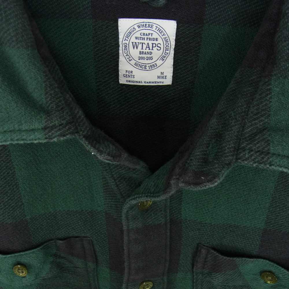 WTAPS ダブルタップス 14AW 142GWDT-SHM04 UNION L/S 02 バッファロー チェック ヘビーネル シャツ グリーン系 M【中古】