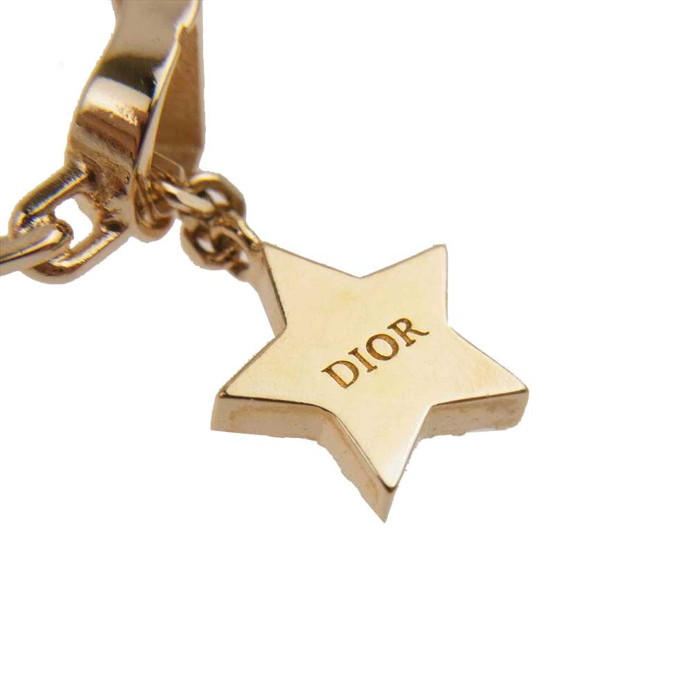 Christian Dior クリスチャンディオール スターチャーム付き チェーン CDロゴ チェーン リング ピンクゴールド系【中古】