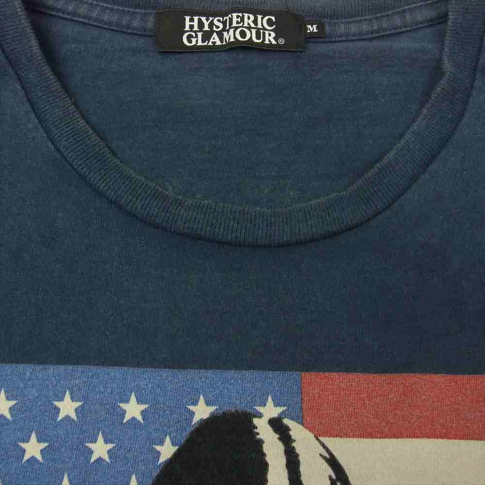 HYSTERIC GLAMOUR ヒステリックグラマー 0241CT06 FLAG pt 星条旗 ガール プリント Tシャツ 半袖 ネイビー系 M【中古】