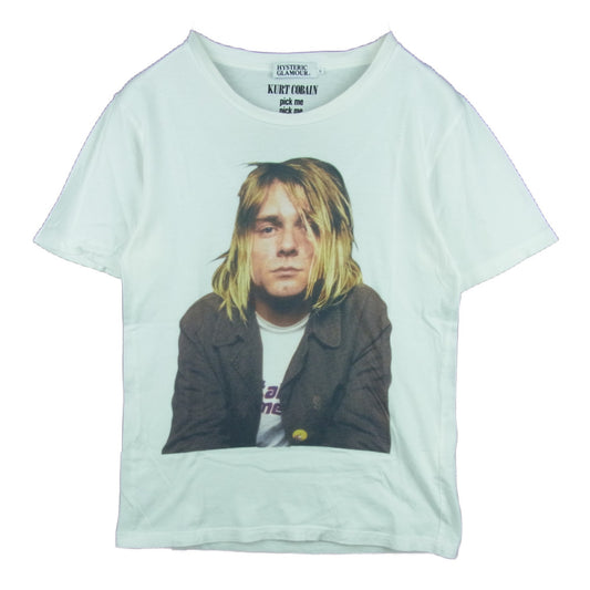 HYSTERIC GLAMOUR ヒステリックグラマー 0201CT09 KURT COBAIN カートコバーン フォト プリント 半袖 Tシャツ ホワイト系 S【中古】