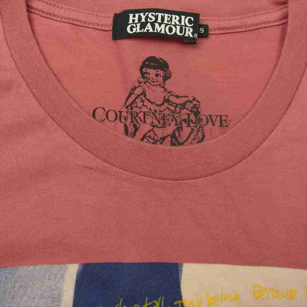 HYSTERIC GLAMOUR ヒステリックグラマー 0234CT14 CL COURTNEY MAY 5 COURTNEY LOVE コートニーラブ プリント Tシャツ ピンク系 S【中古】