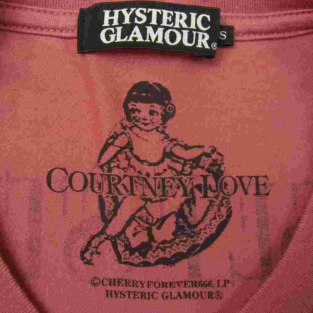 HYSTERIC GLAMOUR ヒステリックグラマー 0234CT14 CL COURTNEY MAY 5 COURTNEY LOVE コートニーラブ プリント Tシャツ ピンク系 S【中古】