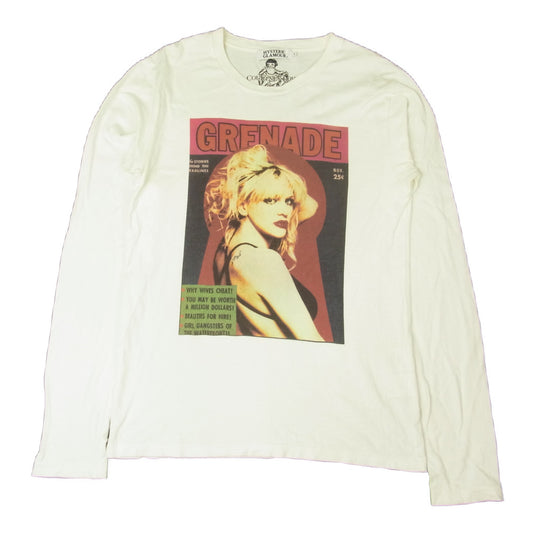 HYSTERIC GLAMOUR ヒステリックグラマー 0251CL01 COURTNEY LOVE コートニーラブ フォトプリント Tシャツ 長袖 ホワイト系 S【中古】