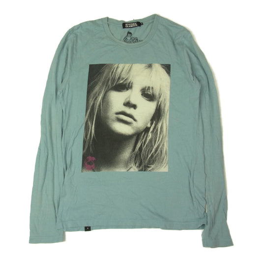 HYSTERIC GLAMOUR ヒステリックグラマー 0243CL10 COURTNEY LOVE KICKING AGAINST コートニーラブ フォトプリント Tシャツ 長袖 ブルー系 S【中古】