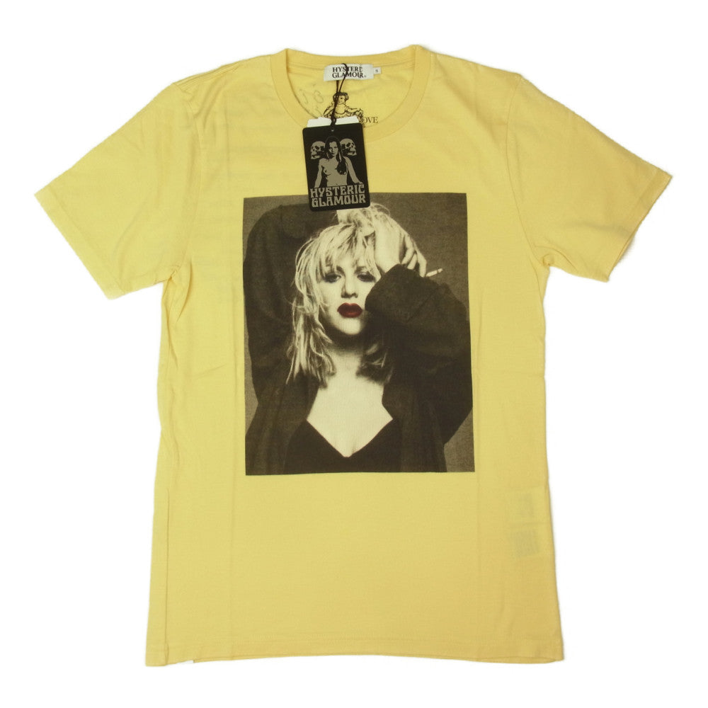 HYSTERIC GLAMOUR ヒステリックグラマー 0241CT24 COURTNEY LOVE コートニー ラブ フォトプリント Tシャツ イエロー系 S【新古品】【未使用】【中古】