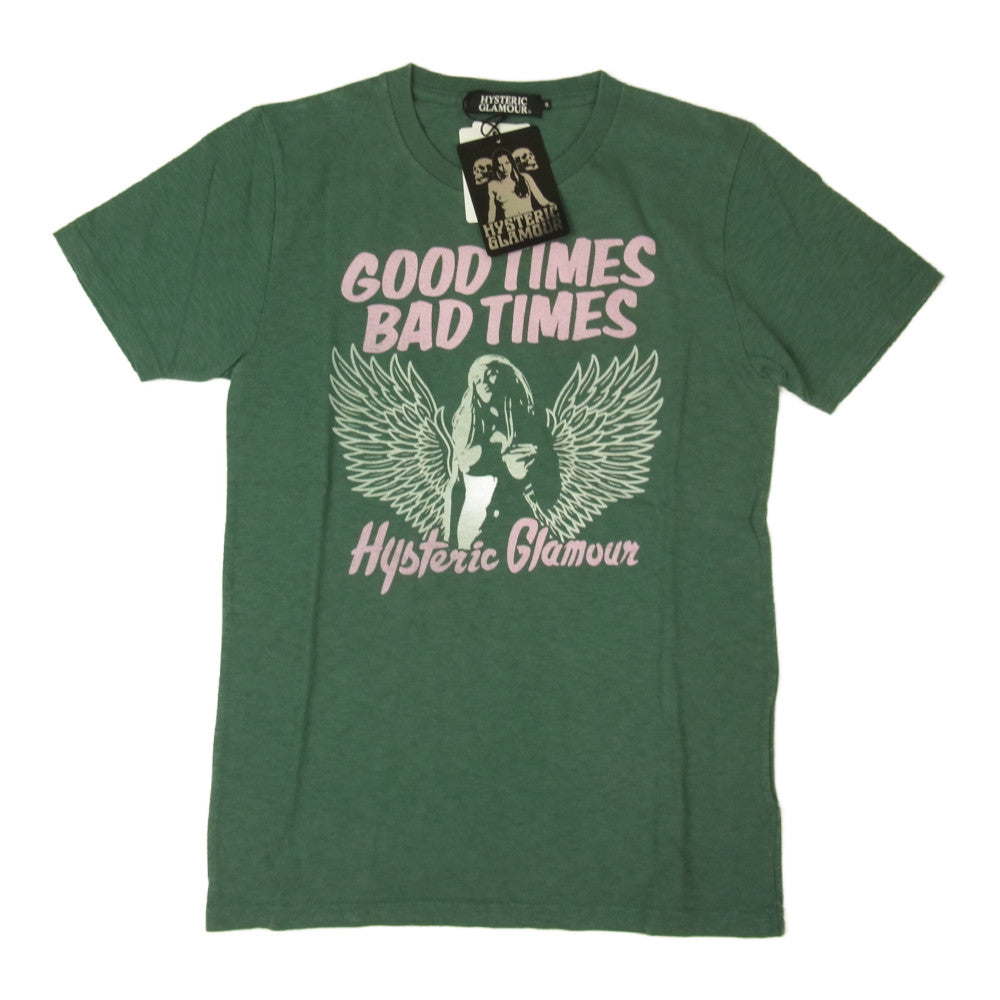 HYSTERIC GLAMOUR ヒステリックグラマー 0243CT04 EAGLE FLY pt T-SH プリント Tシャツ グリーン系 S【新古品】【未使用】【中古】