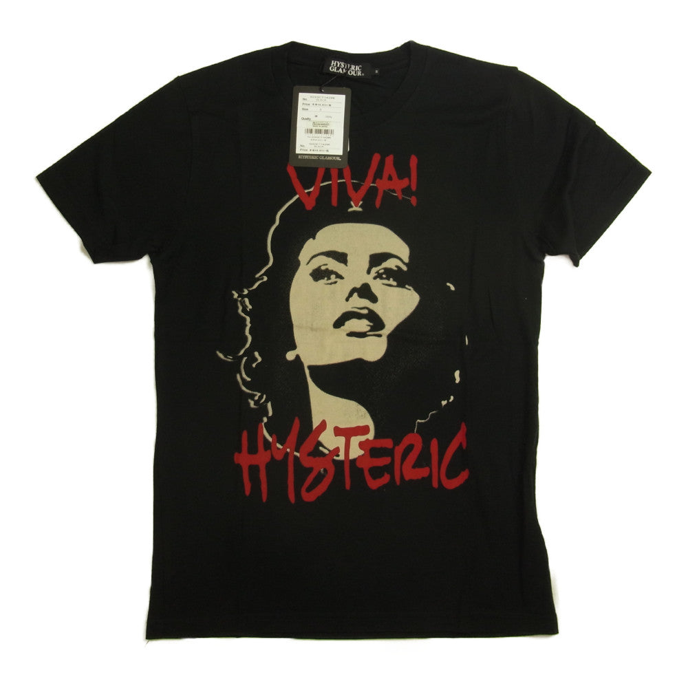 HYSTERIC GLAMOUR ヒステリックグラマー 0243CT14 VIVA! HYSTERIC ガールプリント Tシャツ ブラック系 S【新古品】【未使用】【中古】