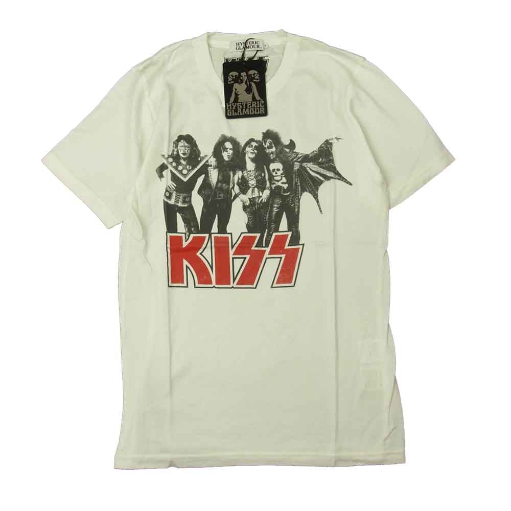 HYSTERIC GLAMOUR ヒステリックグラマー 0251CT21 KISS 1973pt T-SH キス プリント Tシャツ ホワイト ホワイト系 S【新古品】【未使用】【中古】