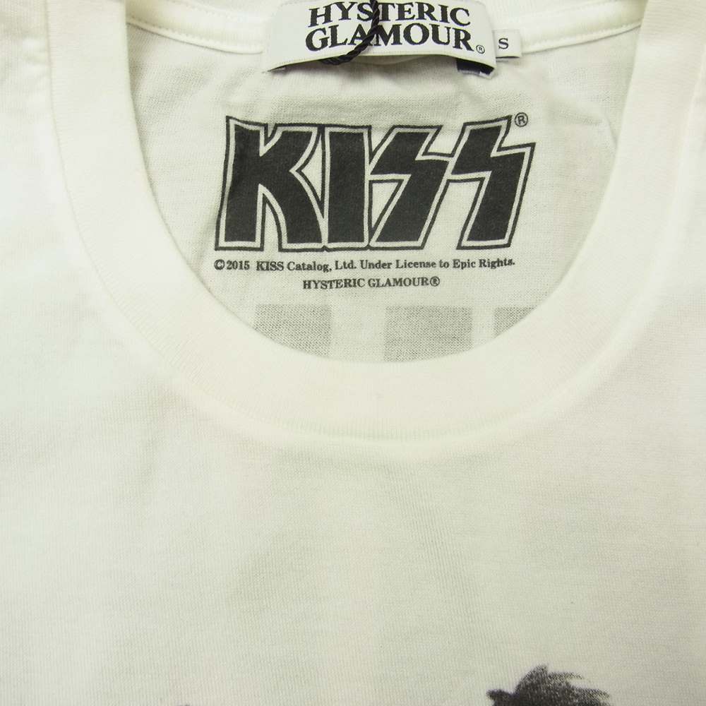 HYSTERIC GLAMOUR ヒステリックグラマー 0251CT21 KISS 1973pt T-SH キス プリント Tシャツ ホワイト ホワイト系 S【新古品】【未使用】【中古】