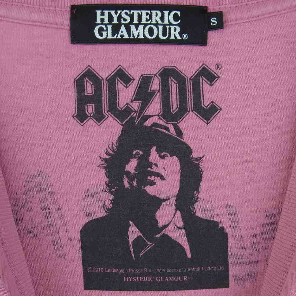 HYSTERIC GLAMOUR ヒステリックグラマー 0201CT12 AC/DC フォト プリント 半袖 Tシャツ ピンク系 S【中古】