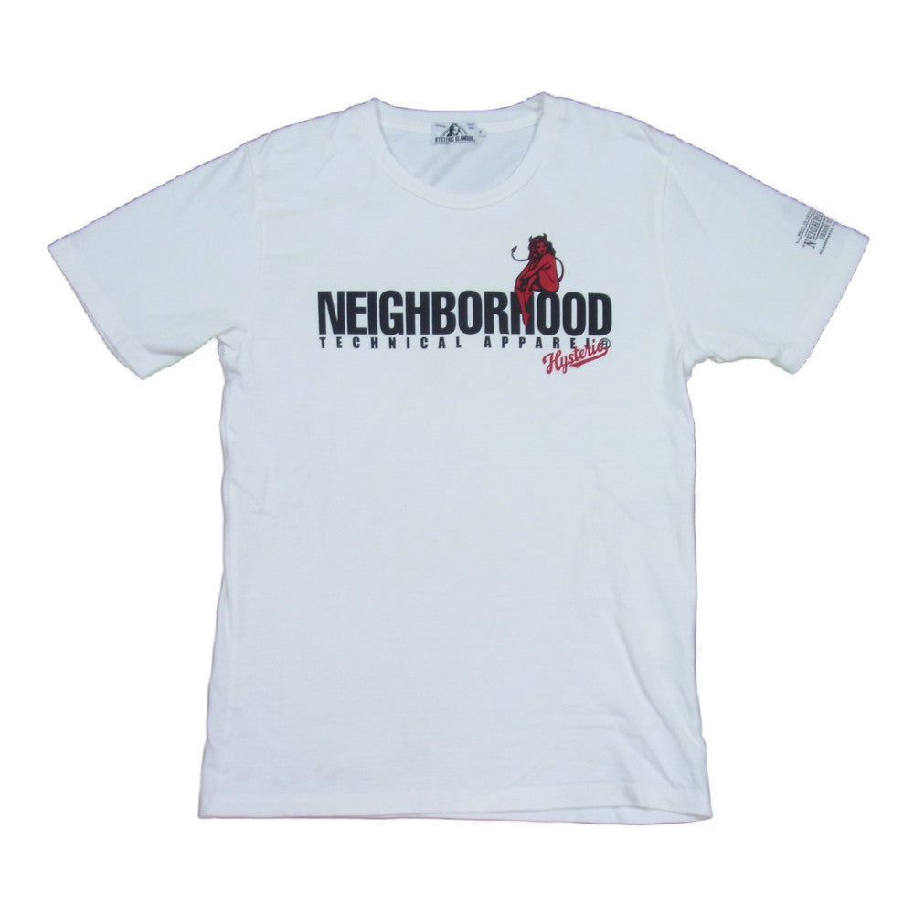 HYSTERIC GLAMOUR ヒステリックグラマー 0253CT17 × NEIGHBORHOOD ネイバーフッド DEVIL WOMAN pt プリント Tシャツ ホワイト系 S【中古】