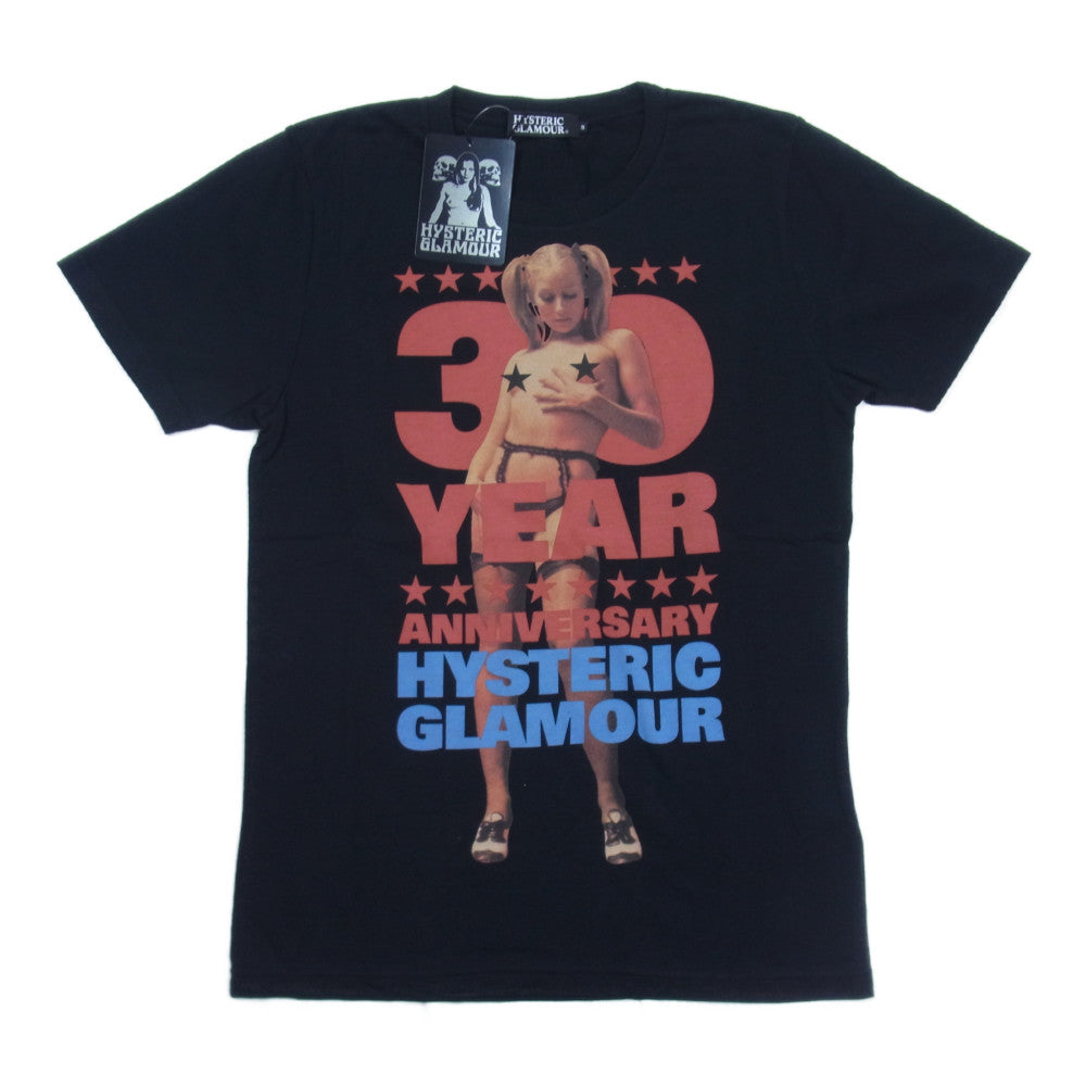 HYSTERIC GLAMOUR ヒステリックグラマー 0243CT20 30周年 30th ANNIVERSARY プリント Tシャツ ブラック系 S【新古品】【未使用】【中古】