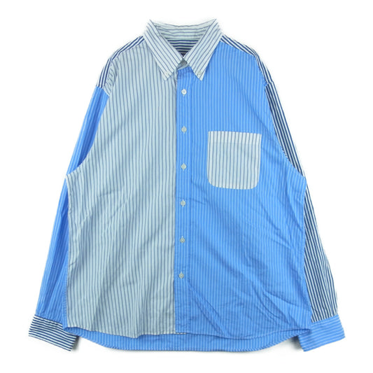SOPHNET. ソフネット SOPH-220029 MULTI PATTERN BIG B.D SHIRT マルチパターン ボタンダウン ビッグ 長袖 シャツ ライトブルー系 ホワイト系 L【美品】【中古】