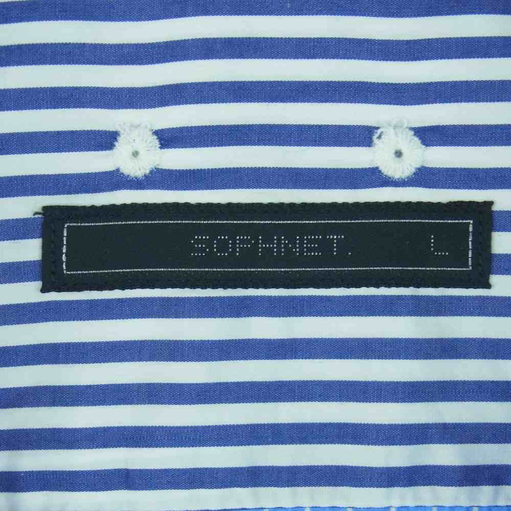 SOPHNET. ソフネット SOPH-220029 MULTI PATTERN BIG B.D SHIRT マルチパターン ボタンダウン ビッグ 長袖 シャツ ライトブルー系 ホワイト系 L【美品】【中古】