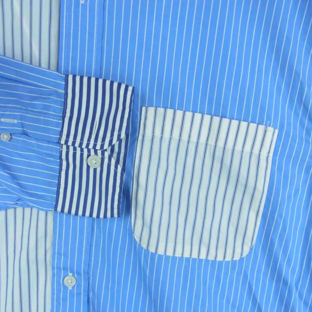 SOPHNET. ソフネット SOPH-220029 MULTI PATTERN BIG B.D SHIRT マルチパターン ボタンダウン ビッグ 長袖 シャツ ライトブルー系 ホワイト系 L【美品】【中古】