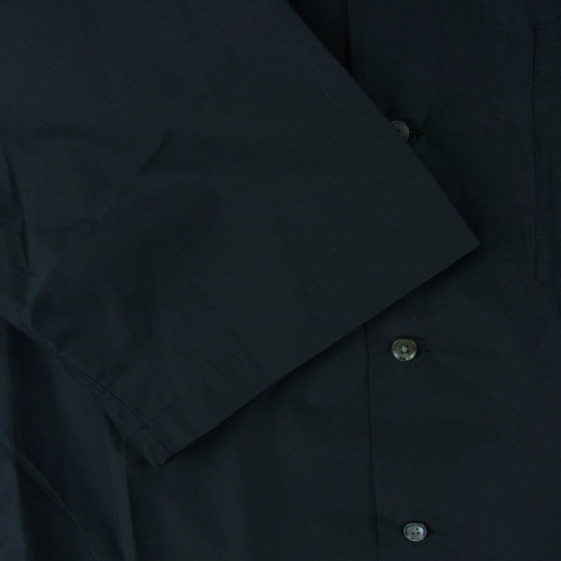 Scye サイ コットン シルク タフタ キャンプカラー オープンカラー 半袖 シャツ ブラック系 40【美品】【中古】