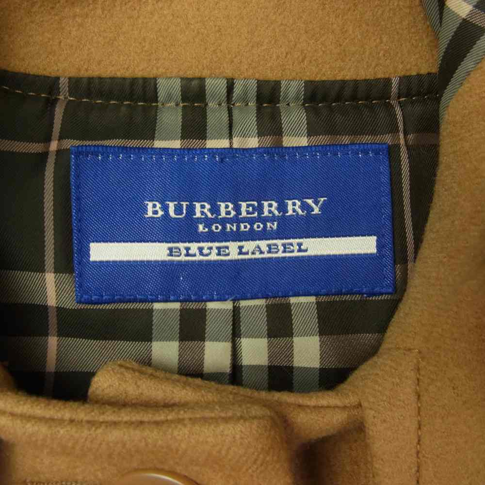 BURBERRY BLUE LABEL バーバリーブルーレーベル 01160-53 ファー付きフード ウール コート ライトブラウン系 38【中古】