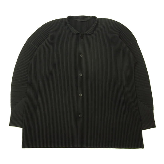 ISSEY MIYAKE イッセイミヤケ HOMME PLISSE オムプリッセ 22SS HP21JJ111 プリーツ加工 スタンドカラー シャツ ブラック系 3【美品】【中古】