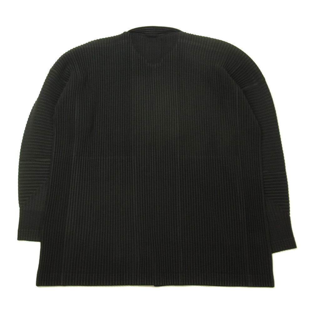 ISSEY MIYAKE イッセイミヤケ HOMME PLISSE オムプリッセ 22SS HP21JJ111 プリーツ加工 スタンドカラー シャツ ブラック系 3【美品】【中古】