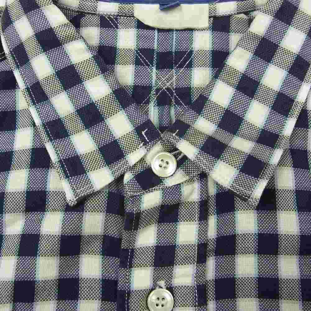 JUNYA WATANABE COMME des GARCONS MAN ジュンヤワタナベコムデギャルソンマン AD2014 WO-B037 ヨーク切替 チェック柄 半袖シャツ ネイビー系 XS【中古】