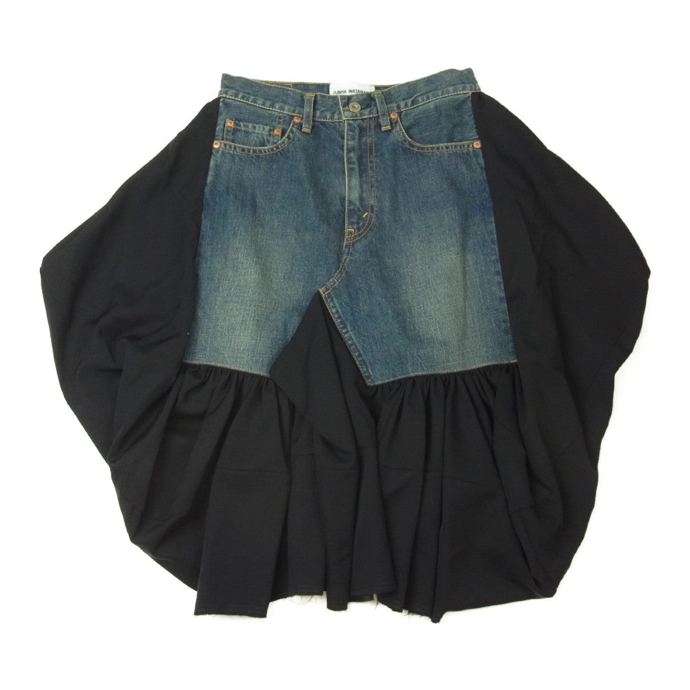 JUNYA WATANABE COMME des GARCONS ジュンヤワタナベコムデギャルソン denim XB S017 AD2018 デニム ウールギャバ ドッキング スカート インディゴブルー系 XS【中古】