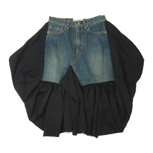 JUNYA WATANABE COMME des GARCONS ジュンヤワタナベコムデギャルソン denim XB S017 AD2018 デニム ウールギャバ ドッキング スカート インディゴブルー系 XS【中古】