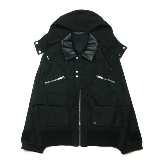 GIVENCHY ジバンシィ BM00QX13P3 国内正規品 ツイル フーデッド ジャケット ブラック系 56【中古】