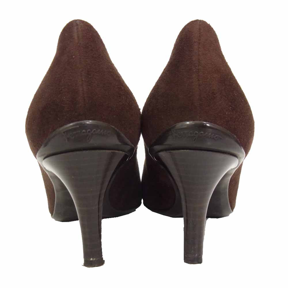 Salvatore Ferragamo サルヴァトーレフェラガモ 539254 レザー スエード ヒール パンプス ブラウン系 4D【中古】