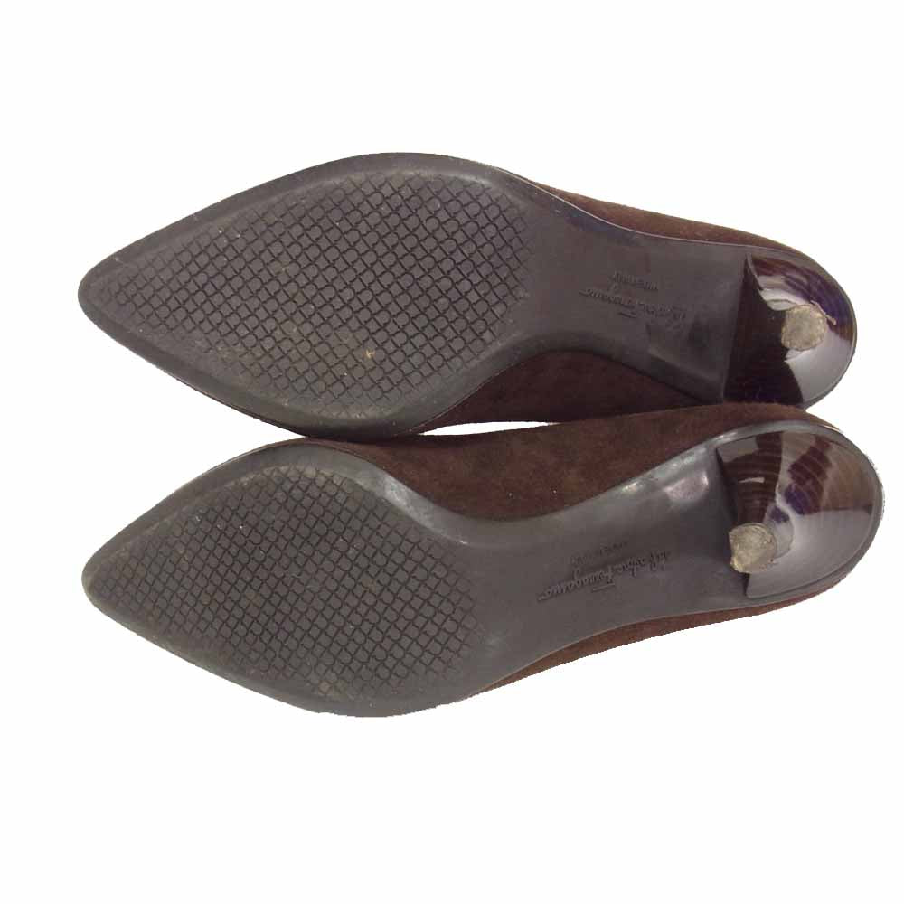 Salvatore Ferragamo サルヴァトーレフェラガモ 539254 レザー スエード ヒール パンプス ブラウン系 4D【中古】