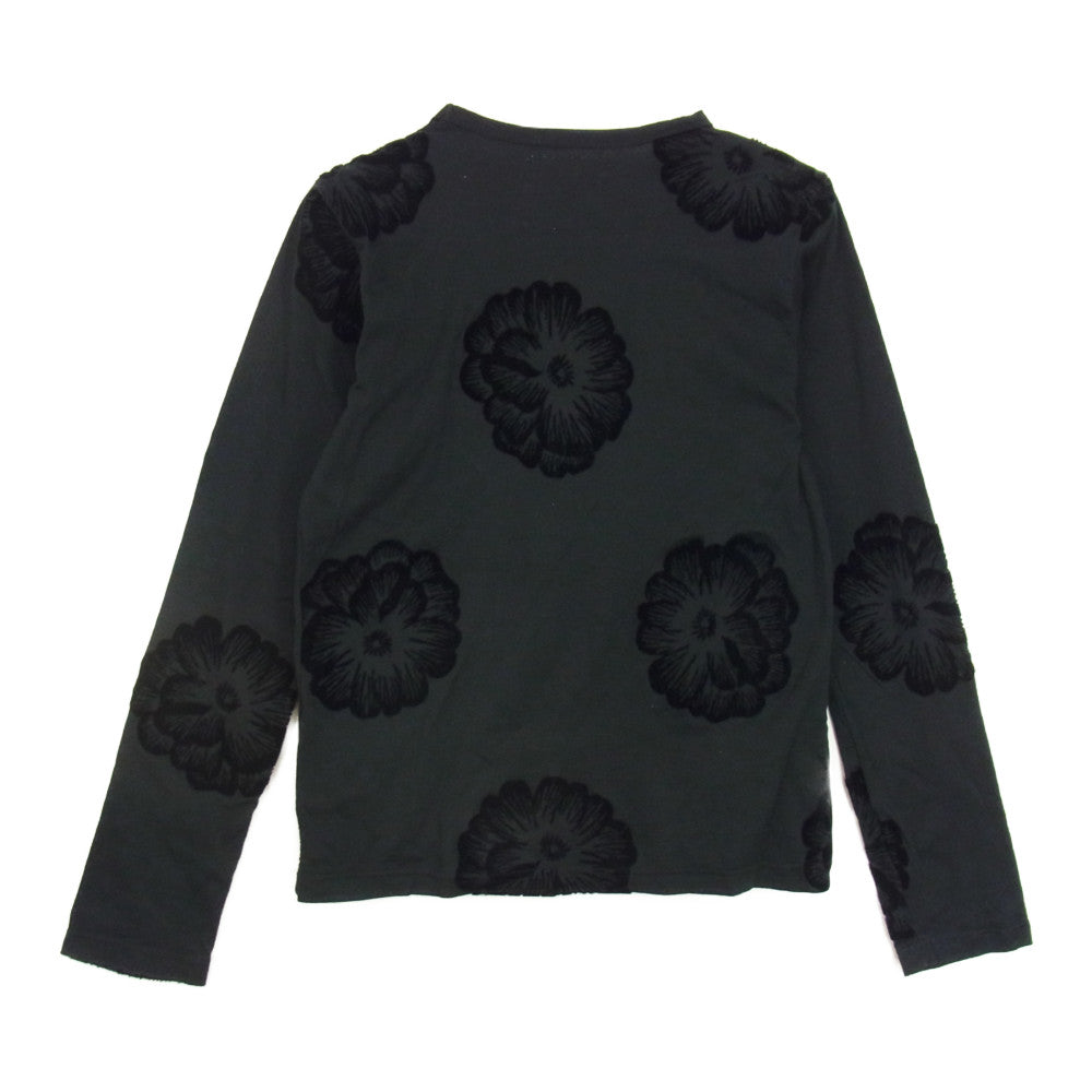 COMME des GARCONS コムデギャルソン noir kei ninomiya ノワールケイニノミヤ AD2014 3N-T007 花 フラワー フロッキー パッチ クルーネック 長袖 Tシャツ カットソー ブラック系 S【中古】