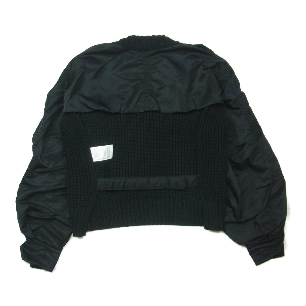 Sacai サカイ 22SS 22-06074 MA-1 Knit Pullover ドッキング ニット クルーネック プルオーバー ブラック系 2【中古】