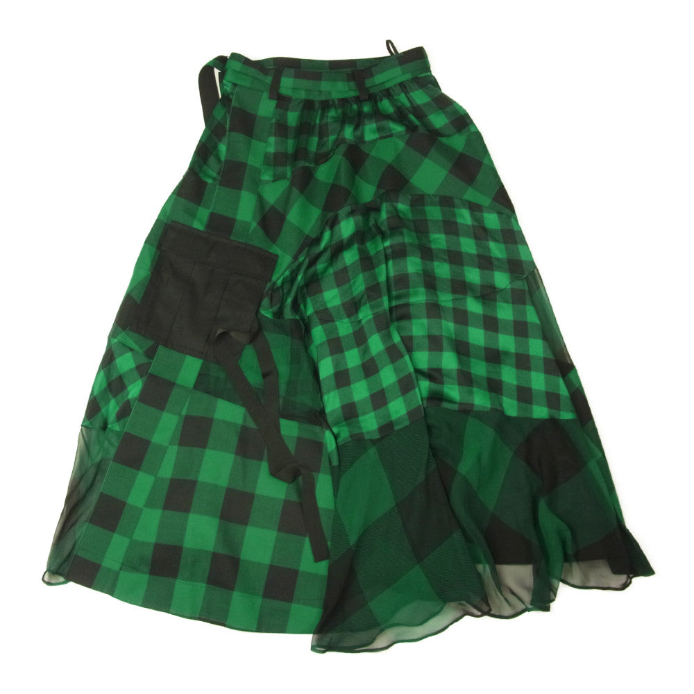 Sacai サカイ 22SS 22-05941 Buffalo Check Maxi Skirt バッファローチェック マキシ スカート ブラック系 グリーン系 2【中古】