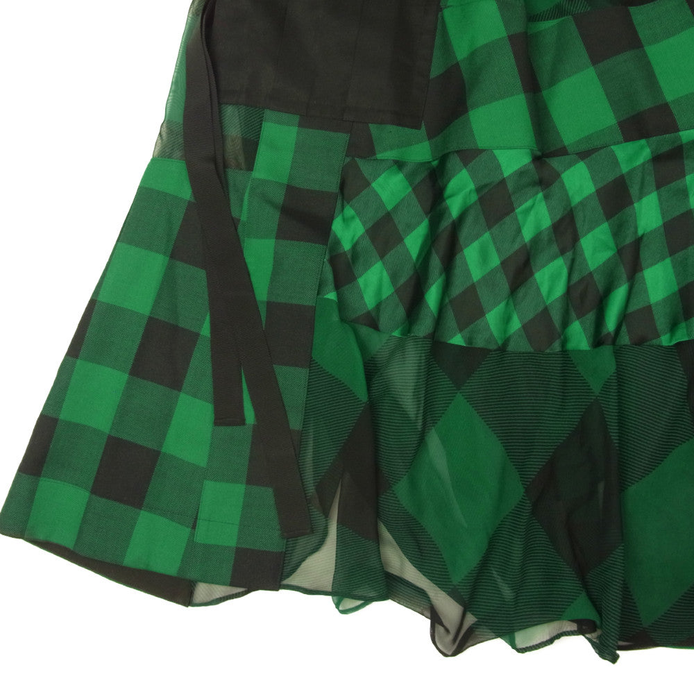 Sacai サカイ 22SS 22-05941 Buffalo Check Maxi Skirt バッファローチェック マキシ スカート ブラック系 グリーン系 2【中古】