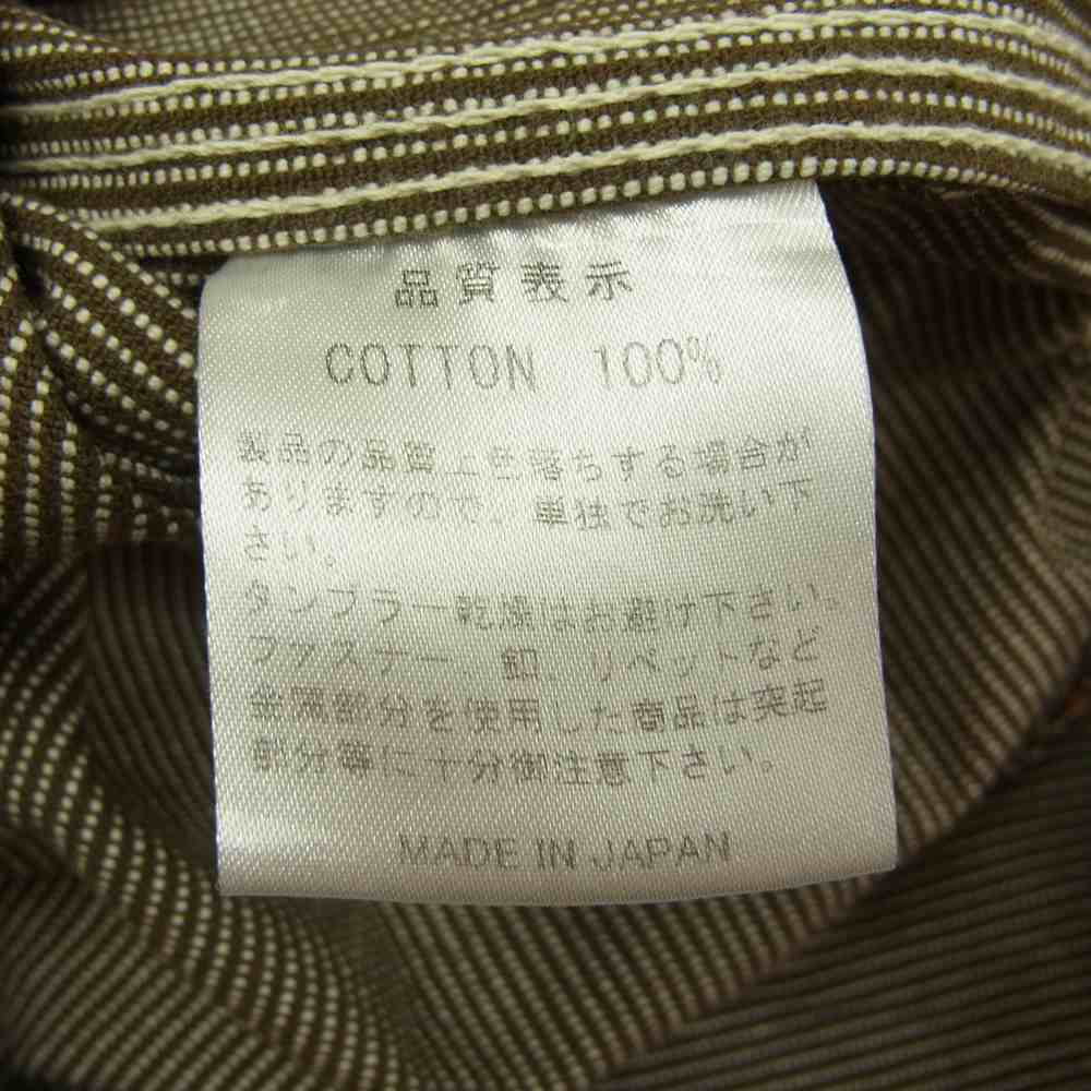 THE FLAT HEAD ザフラットヘッド ドット ストライプ ワーク 長袖 シャツ ベージュ ブラウン系 44【中古】