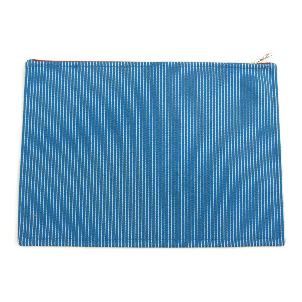 HERMES エルメス カヴァルカラー フラット ポーチ GM アズール ブルー系【美品】【中古】