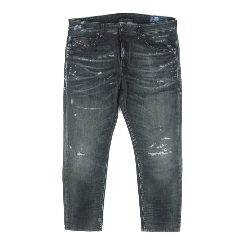DIESEL ディーゼル THOMMER-T ダメージ加工 ストレッチ ブラック デニム パンツ グレー系 W36【中古】