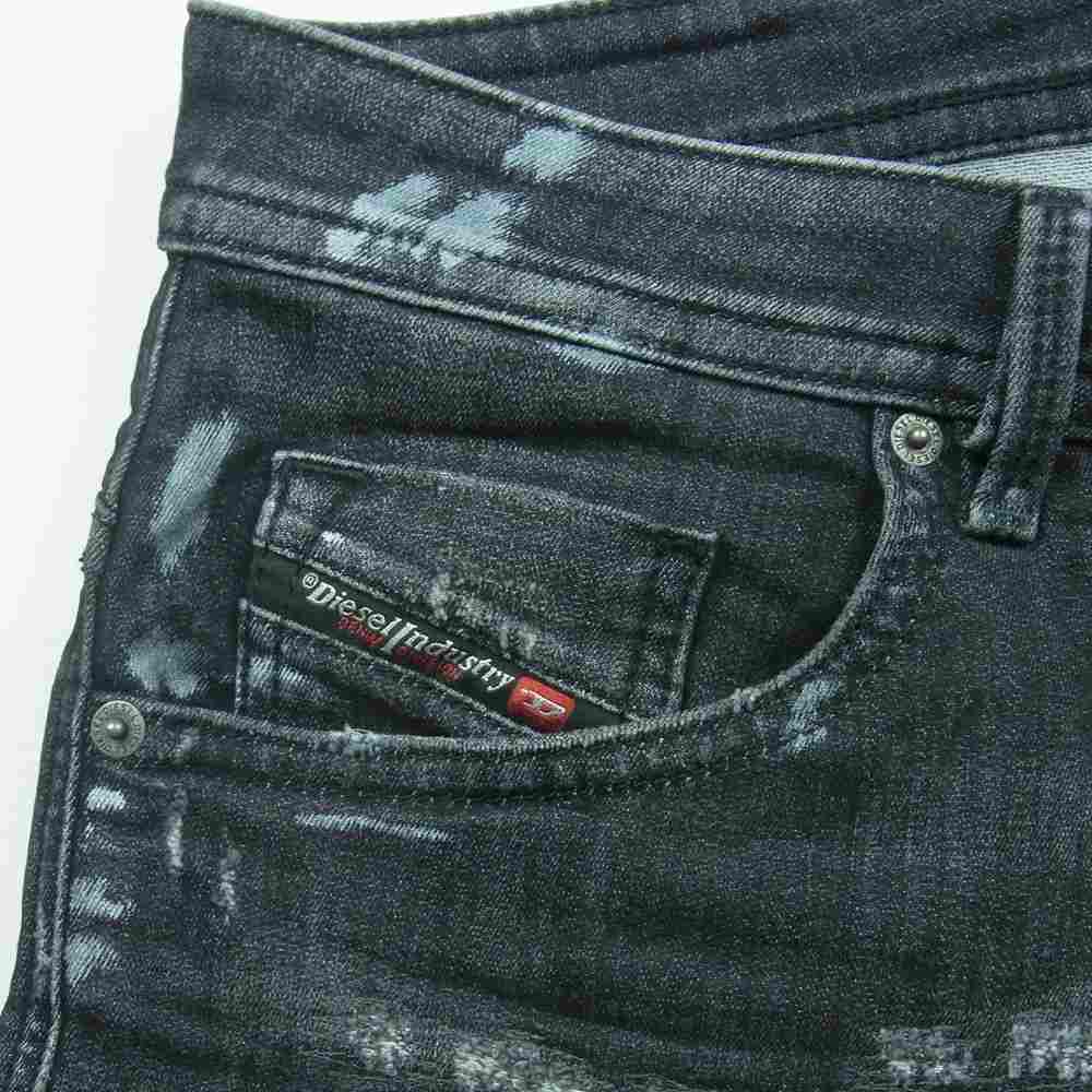 DIESEL ディーゼル THOMMER-T ダメージ加工 ストレッチ ブラック デニム パンツ グレー系 W36【中古】