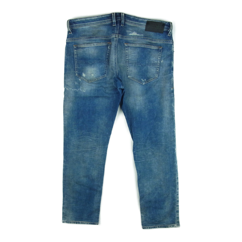 DIESEL ディーゼル THOMMER-T ダメージ加工 ストレッチ デニム パンツ コットン インディゴブルー系 W36【中古】