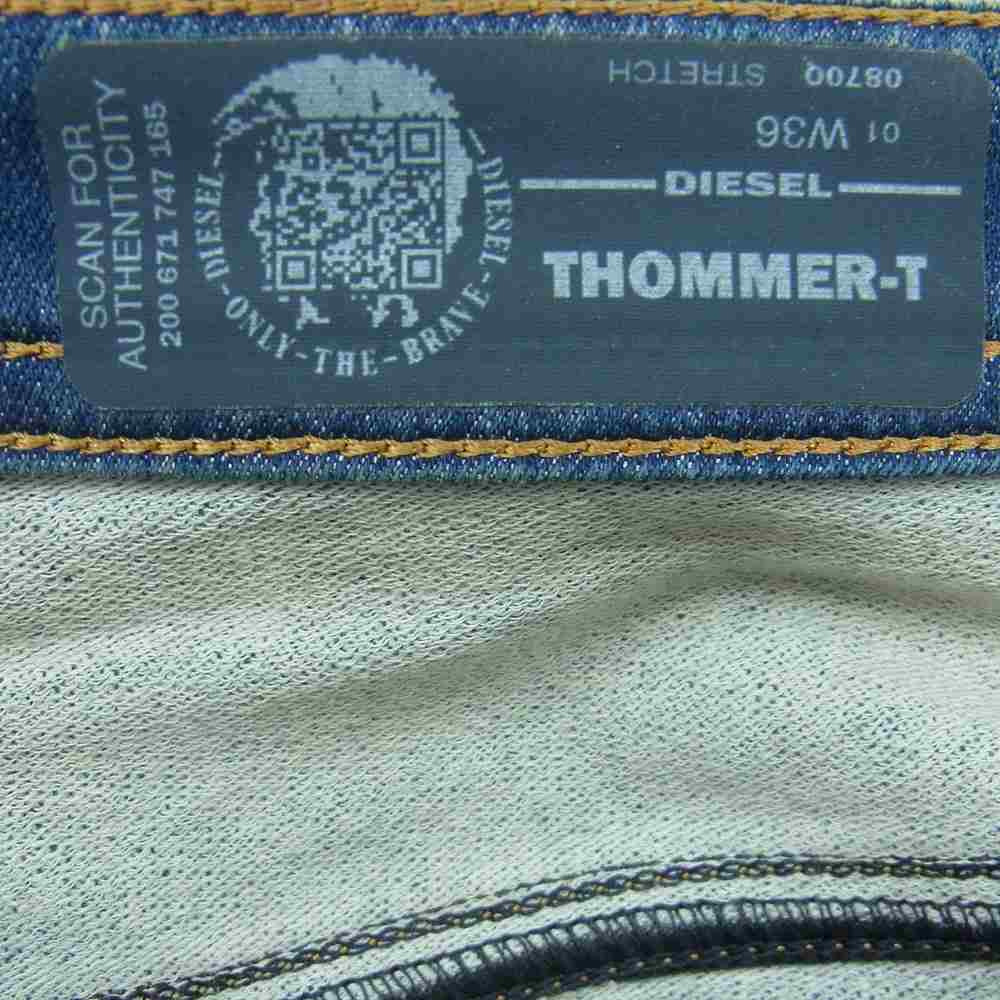 DIESEL ディーゼル THOMMER-T ダメージ加工 ストレッチ デニム パンツ コットン インディゴブルー系 W36【中古】